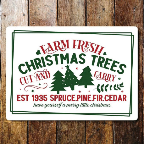 farm fresh christmas trees   Metal Wall Sign Plaque