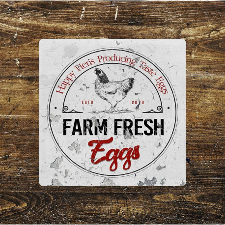 Farm Fresh Eggs Hen Chickens - Metal Wall Sign