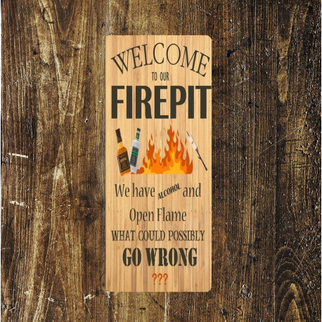 Firepit Long  - Metal Sign Plaque