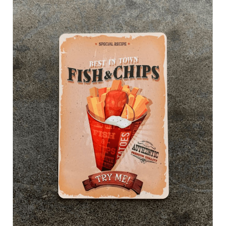 Fish and Chip Take Away Food - Metal Retro Wall Sign