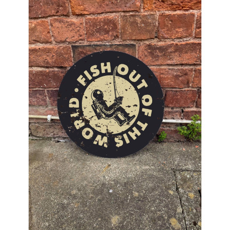 Fish Out Of This world Circle - Metal Street Sign Wall Sign