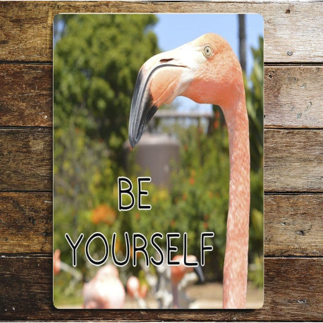 Flamingo personlised Be Your Self - Metal Humour Wall Sign