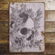 Floral Skull - Metal Wall Sign Plaque