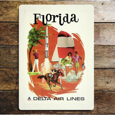 Florida Delta Air Lines - Metal Travel Wall Sign