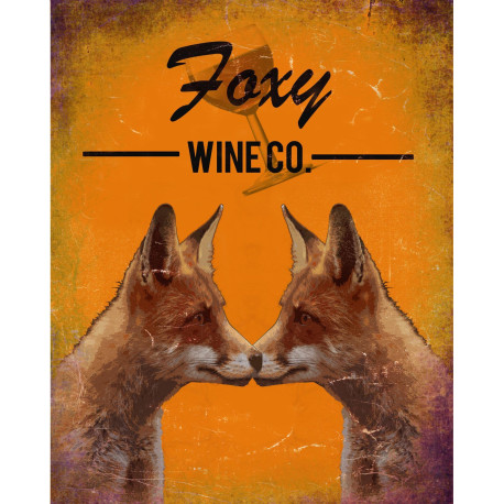 Foxy Wine Co. Brewery Style Animal - Metal Advertising Wall Sign