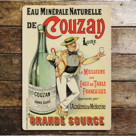 French Advert Couzan Grande Source - Metal Advertising Wall Sign