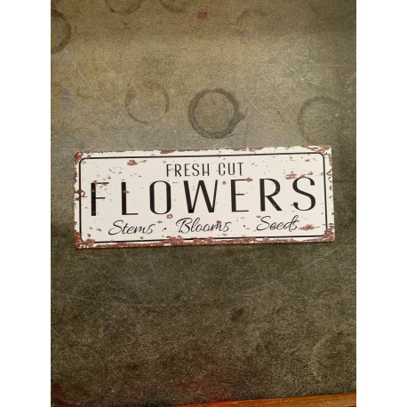 fresh cut flowers - Metal Vintage Wall Sign Kitchen