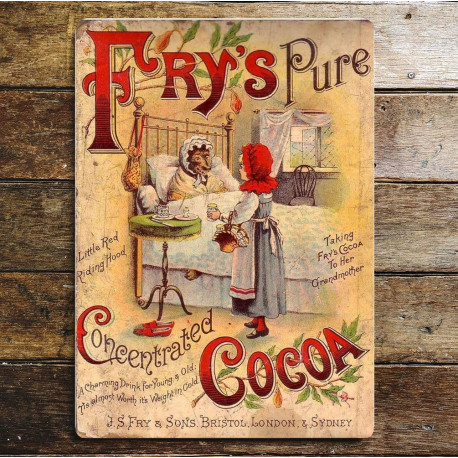 Frys Pure Concentrated Cocoa - Metal Advertising Wall Sign