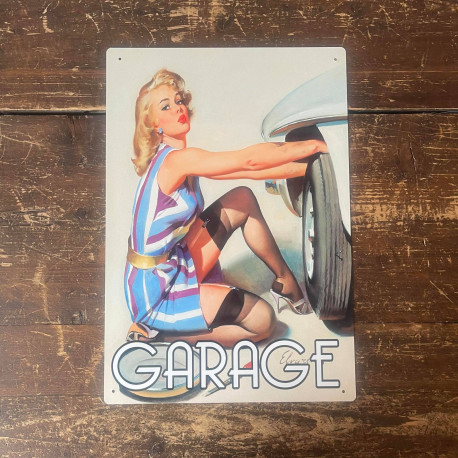 Garage Car Door Sign Personalised Any Name / Text - Pin Up Girl In Bath- Metal Sign