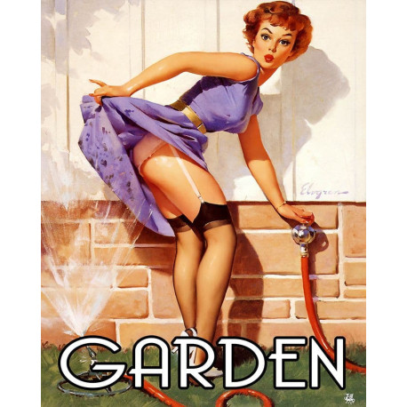 Garden Door Sign Personalised With Any Name / Text - Pin Up Girl In Bath- Metal Personalised Sign