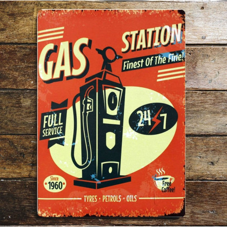 Gas Station Full Service Finest Of Fine - Metal Retro Wall Sign