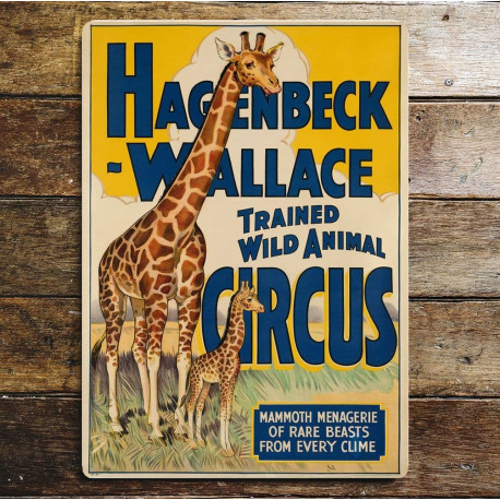 Hagenbeck Wallance Trained Wild Animal Circus - Metal Travel Wall Sign