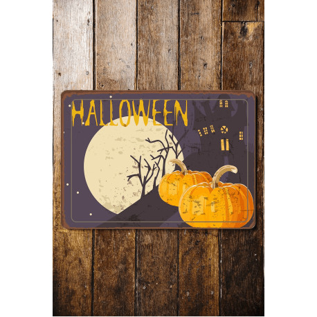 Halloween Pumpkin  - Metal Vintage Wall Sign