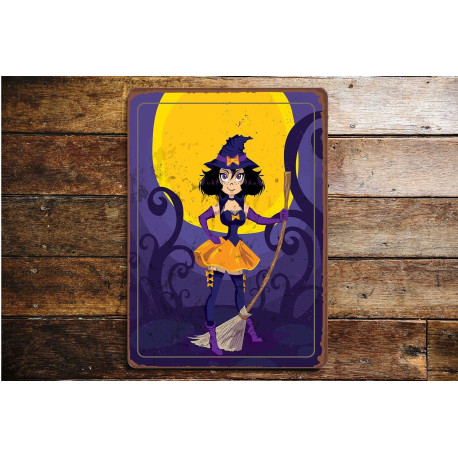 Halloween Witch - Metal Vintage Wall Sign