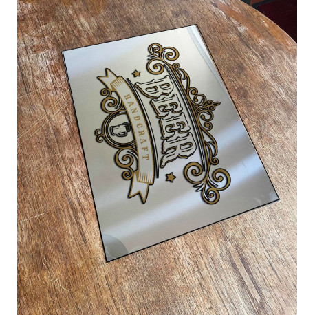 Handcraft Beer Bar Pub Mirror  - Mirroed Metal Wall Sign