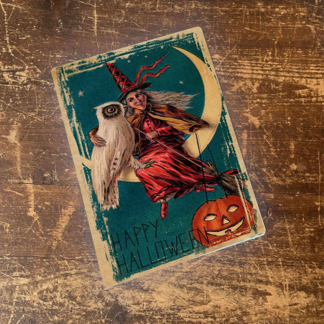 Happy Halloween witch - Metal Vintage Wall Sign