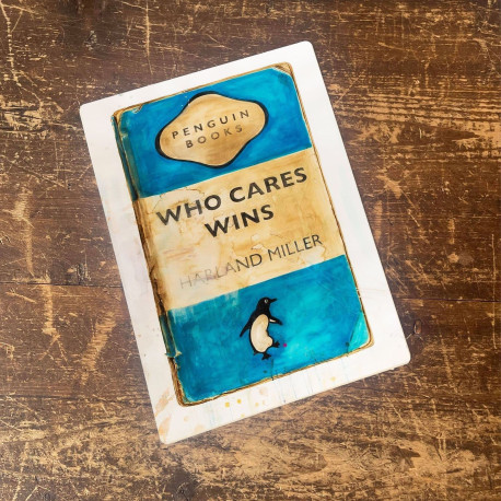 Harland Miller 'Who Cares Wins' Penguin Book Metal  Wall Sign