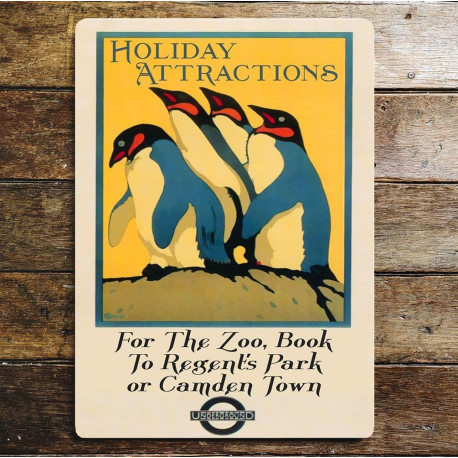 Holiday Attractions For The Zoo Penguins- Metal Travel Wall Sign