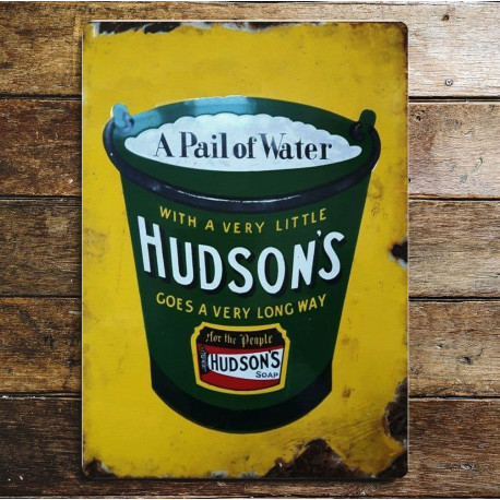 Hudson Goes A Very Long Way Soap - Metal Advertising Wall Sign