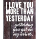 I love you more than yesterday, yesterday you got on my nerves Metal Travel Wall Sign