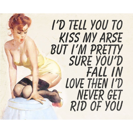 I'd tell you To kiss my arse But - Pin Up Girl - Metal Travel Wall Sign