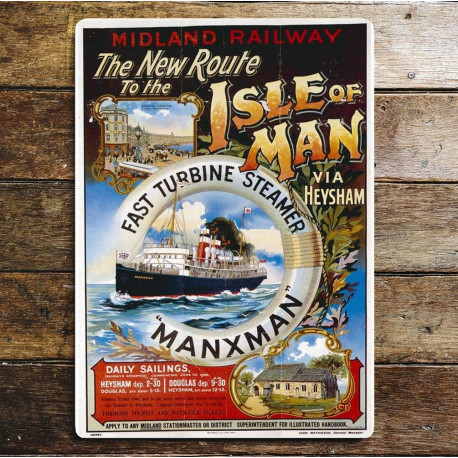 Isle Of Man Travel Ship - Metal Travel Wall Sign