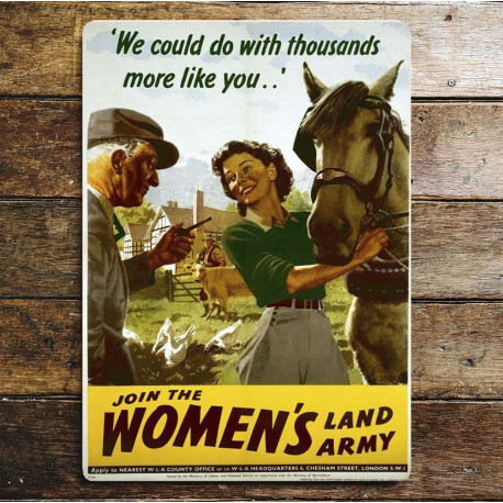 Join The Womans Land Armye We could do with thousands  - Metal Propaganda Wall Sign - Vintage Art