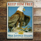 Keep Him Free Buy War Saving Stamps - Metal Propaganda Wall Sign