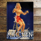 Kitchen Door Sign Personalised With Any Name / Text - Pin Up Girl In Kitchen - Metal Sign