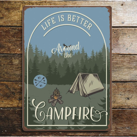 Life better around the campfire Camping - Metal Sign Plaque