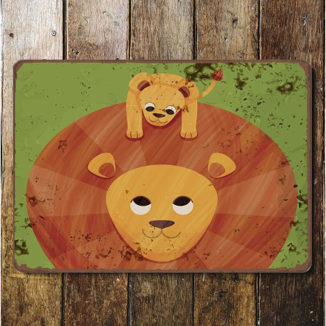 lion cub father- Metal Wall Sign Plaque