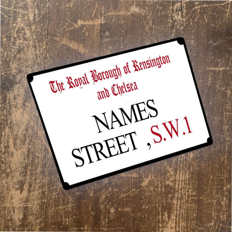 London Street Sign Personalised With Any Name / Text - Metal Art Wall Sign