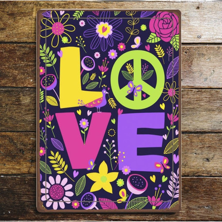 Love Hippy Sixtys - Metal Sign Plaque