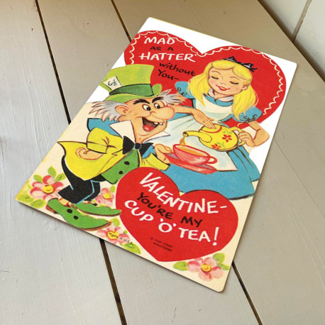 Mad as a Hatter valentines alice in wonderland Valentine ,  Metal Travel Wall Sign