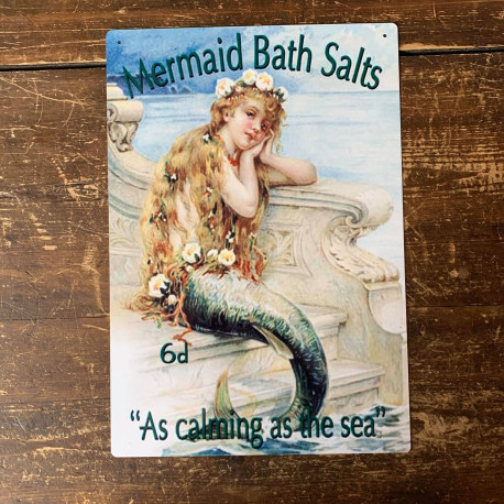 Mermaid Bath Salts As Calming as the sea - Metal Advertising Wall Sign