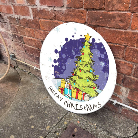 Merry Christmas  Circle - Metal Street Sign Wall Sign