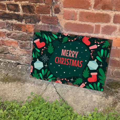 Merry Christmas Bauble - Metal Vintage Wall Sign