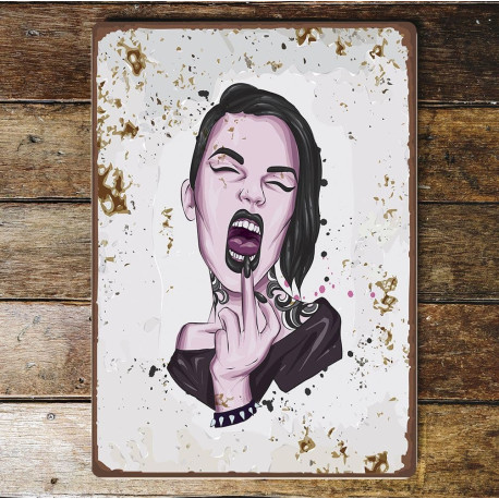 Middle Finger Punk  - Metal Wall Sign Plaque