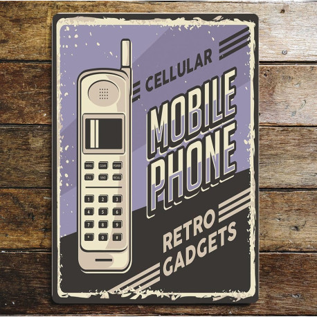 Mobile Phone Retro Gadgets - Metal Wall Sign