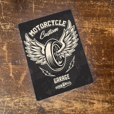 motorcycle custom garage - Metal Retro Wall Sign