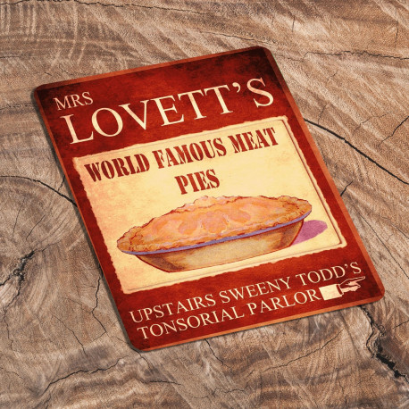 Mrs Lovetts World Famous Meat Pies - Metal Movie Wall Sign