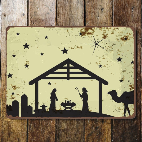 nativity manger jesus mary  Christmas - Metal Advertising Wall Sign