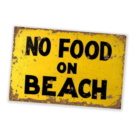 No Food On The Beach  - Metal Vintage Wall Sign