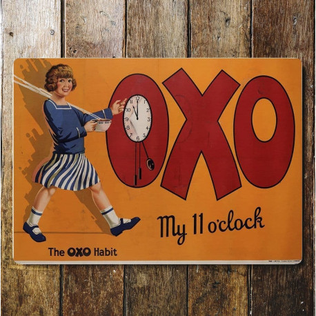 Oxo Cube  My 11 o'Clock the Oxo Habit - Metal Advertising Wall Sign