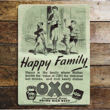 Oxo Cube Happy Family - Metal Advertising Wall Sign