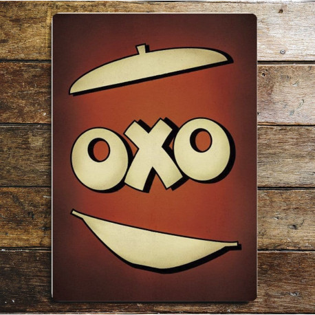 Oxo Cube Red Pot - Metal Advertising Wall Sign