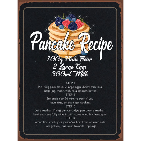 pancake recipe - Kitchen Pub Home Bar - Metal Sign Plaque