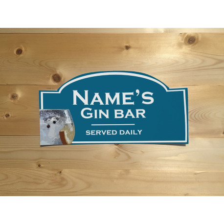 Personalised Gin Bar Served Daily Any Name/Text - Metal Humour Wall Sign