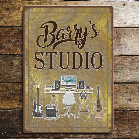 Personlised Custom Name Music Studio - Metal Wall Sign