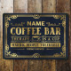 Personlised Name Coffee Bar Therapy In A Cup Cafe  - Metal Vintage Wall Sign